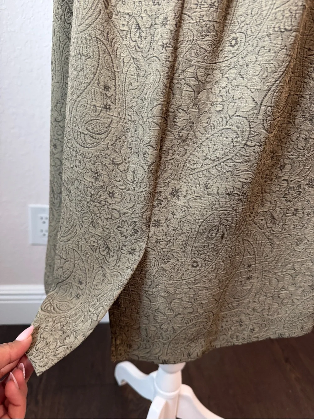 Vintage 90s Just In Thyme LTD Paisley Textured Midi Skirt Size 12 Green